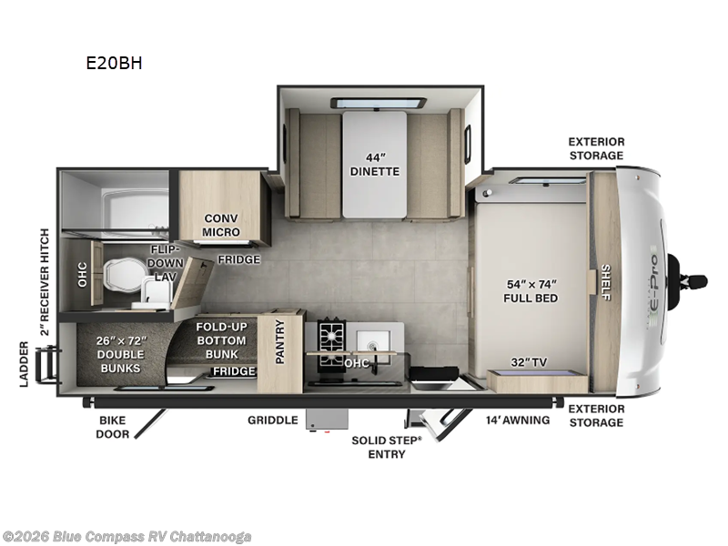 2025 Forest River Flagstaff E-Pro E20BH - New Travel Trailer For Sale by Blue Compass RV Chattanooga in Ringgold, Georgia features Slideout