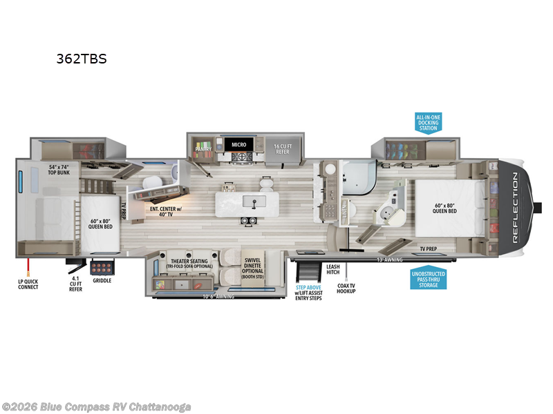 2026 Grand Design Reflection 362TBS - New Fifth Wheel For Sale by Blue Compass RV Chattanooga in Ringgold, Georgia features Slideout