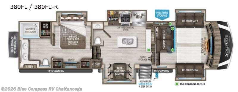 2021 Grand Design Solitude 380FL - Used Fifth Wheel For Sale by Blue Compass RV Chattanooga in Ringgold, Georgia features Slideout