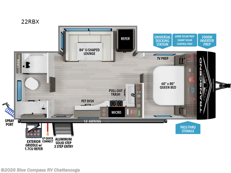 2026 Grand Design Transcend Xplor 22RBX - New Travel Trailer For Sale by Blue Compass RV Chattanooga in Ringgold, Georgia features Slideout