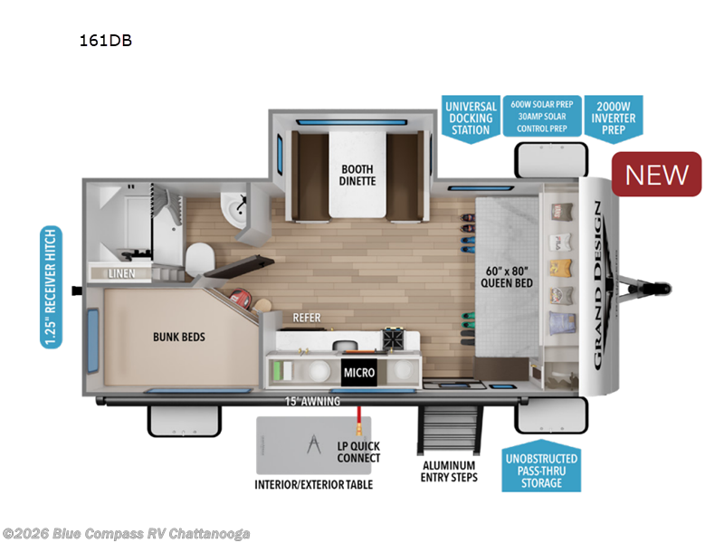 2026 Grand Design Transcend One 161DB - New Travel Trailer For Sale by Blue Compass RV Chattanooga in Ringgold, Georgia features Slideout