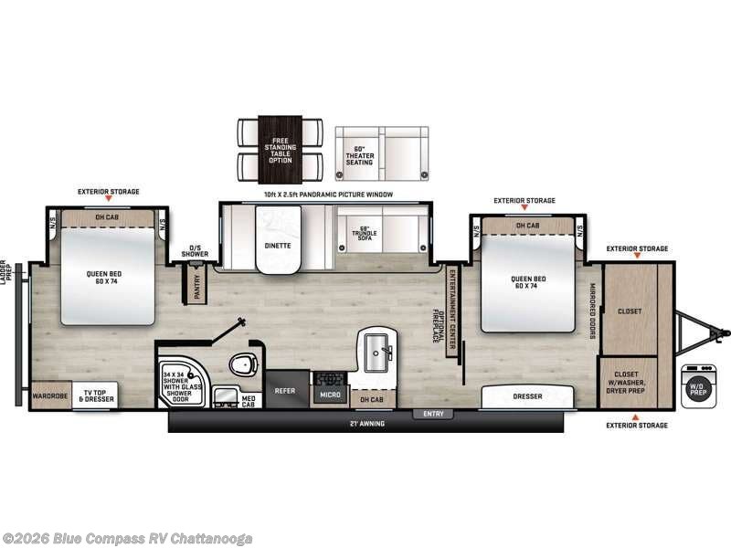 2026 Forest River Aurora 34BHTS (2 Queen Beds) - New Travel Trailer For Sale by Blue Compass RV Chattanooga in Ringgold, Georgia