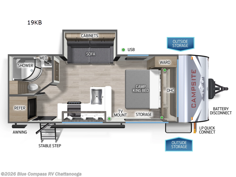 2025 Forest River Campsite Ultra 19KB - Used Travel Trailer For Sale by Blue Compass RV Chattanooga in Ringgold, Georgia features Slideout