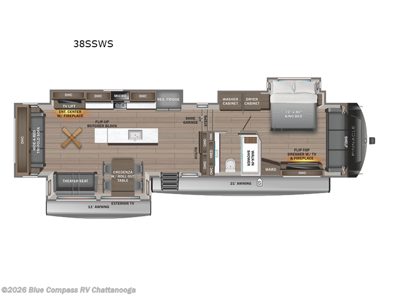 2026 Jayco Pinnacle 38SSWS - New Fifth Wheel For Sale by Blue Compass RV Chattanooga in Ringgold, Georgia features Slideout