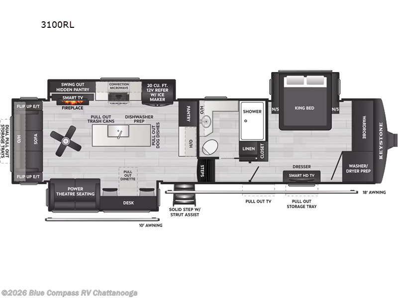 2027 Keystone Montana 3100RL - New Fifth Wheel For Sale by Blue Compass RV Chattanooga in Ringgold, Georgia features Slideout