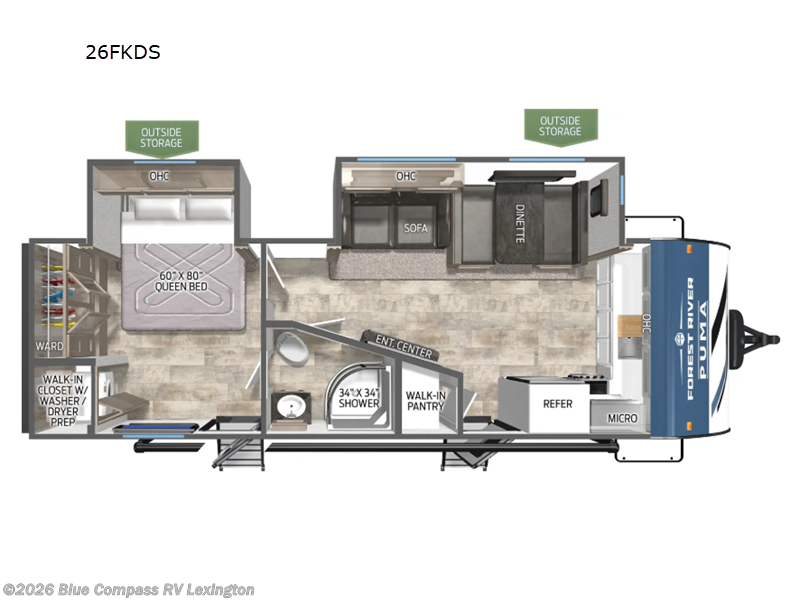 2026 Forest River Puma 26FKDS - New Travel Trailer For Sale by Blue Compass RV Lexington in Georgetown, Kentucky features Slideout