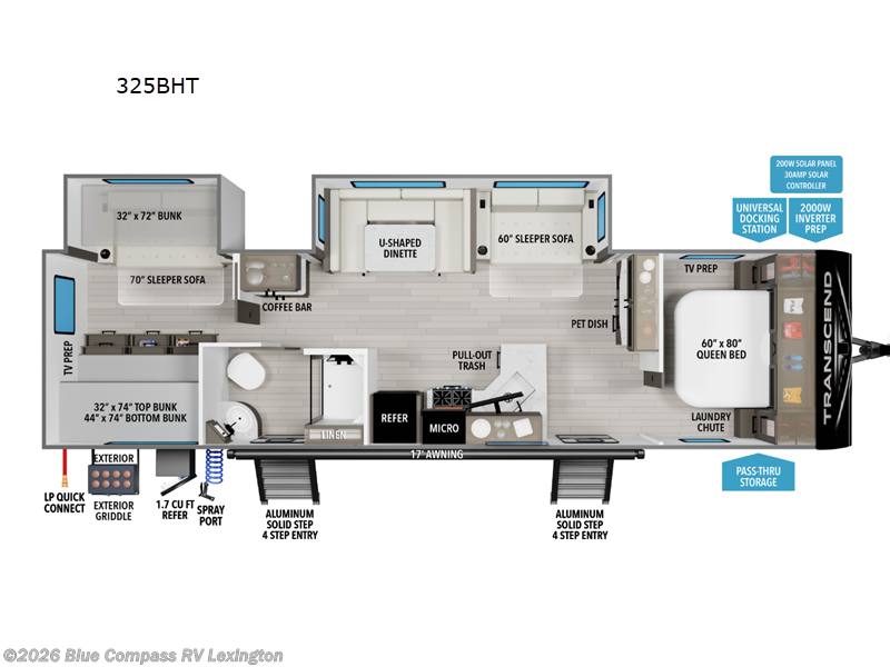 2026 Grand Design Transcend 325BHT - New Travel Trailer For Sale by Blue Compass RV Lexington in Georgetown, Kentucky features Slideout