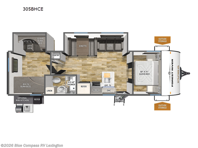 2026 Forest River Puma Camping Edition 305BHCE - New Travel Trailer For Sale by Blue Compass RV Lexington in Georgetown, Kentucky features Slideout