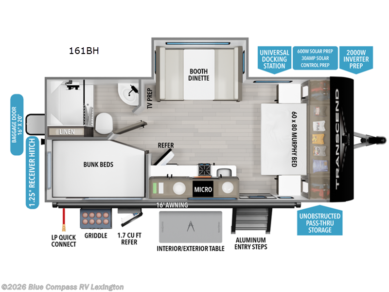 2026 Grand Design Transcend One 161BH - New Travel Trailer For Sale by Blue Compass RV Lexington in Georgetown, Kentucky features Slideout