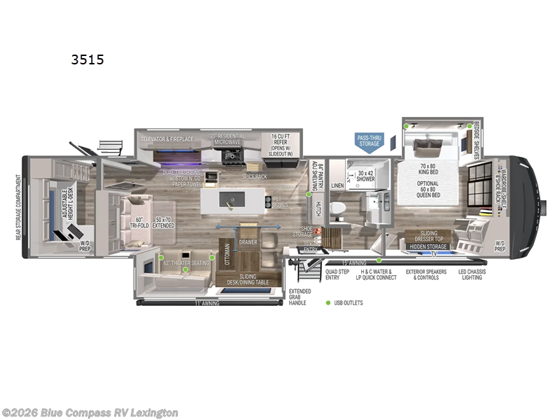 2027 Brinkley RV Model Z 3515 - New Fifth Wheel For Sale by Blue Compass RV Lexington in Georgetown, Kentucky features Slideout