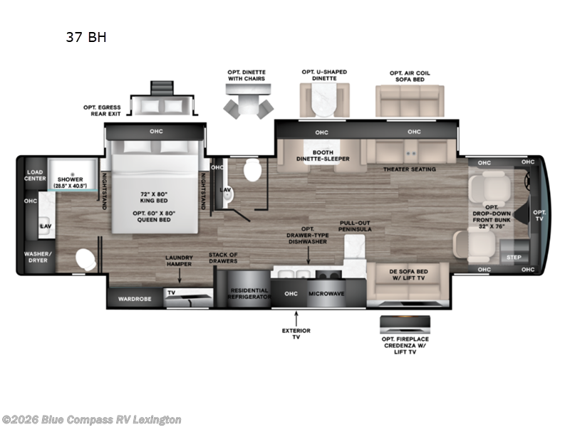 2027 Tiffin Phaeton 37 BH - New Class A For Sale by Blue Compass RV Lexington in Georgetown, Kentucky features Slideout