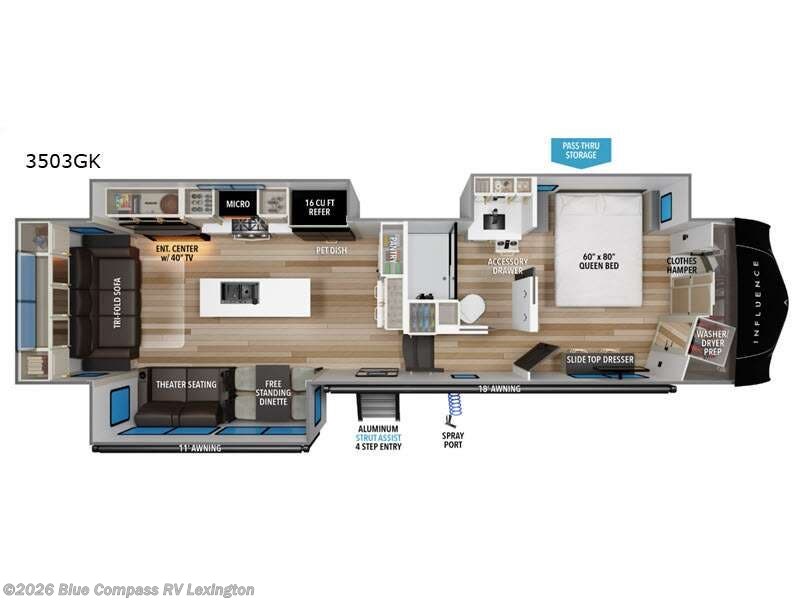 2026 Grand Design Influence 3503GK - New Fifth Wheel For Sale by Blue Compass RV Lexington in Georgetown, Kentucky features Slideout