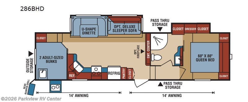 2019 K-Z Durango 1500 D286BHD - Used Fifth Wheel For Sale by Parkview RV Center in Smyrna, Delaware features Slideout