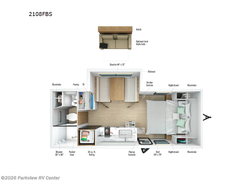 2026 Winnebago Micro Minnie 2108FBS - New Travel Trailer For Sale by Parkview RV Center in Smyrna, Delaware features Slideout
