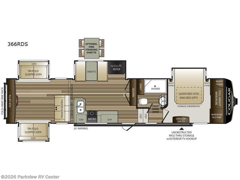 2019 Keystone Cougar 366RDS - Used Fifth Wheel For Sale by Parkview RV Center in Smyrna, Delaware features Slideout
