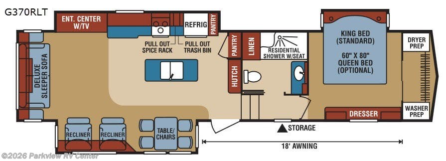 2018 K-Z Durango Gold G370RLT - Used Fifth Wheel For Sale by Parkview RV Center in Smyrna, Delaware features Slideout