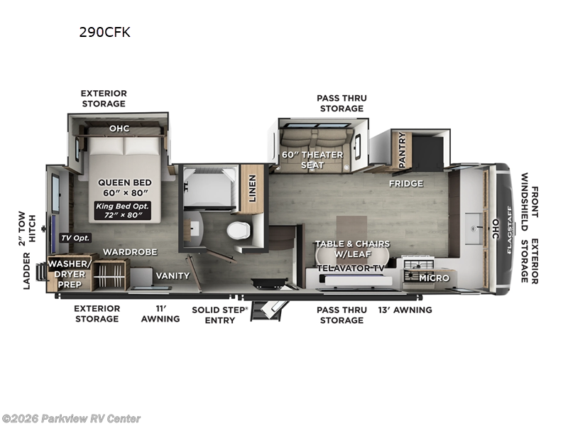 2026 Forest River Flagstaff Classic 290CFK - New Fifth Wheel For Sale by Parkview RV Center in Smyrna, Delaware features Slideout