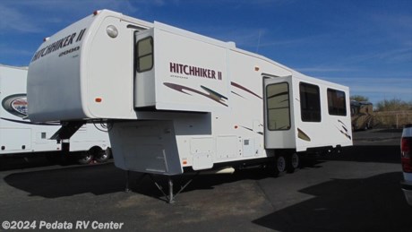 &lt;p&gt;&lt;span style=&quot;font-family:arial,helvetica,sans-serif&quot;&gt;&lt;span style=&quot;font-size:12px&quot;&gt;Hard to believe you can own a RV of this caliber for this kind on money! With 3 slideouts it&#39;s huge inside! Hurry and call 866-733-2829 for a complete list of options on this used 5th wheel.&amp;nbsp;&lt;/span&gt;&lt;/span&gt;&lt;/p&gt;

