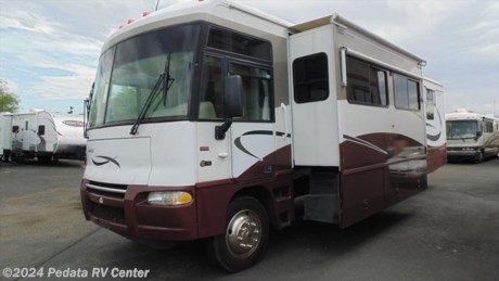 Nice low mile Class A with lots of extras. Comes with drivers door, auto leveling jacks, washer/dryer and more. Be sure to call 866-733-2829 for a complete list of options. Don&#39;t forget to ask about our free live virtual tours. 