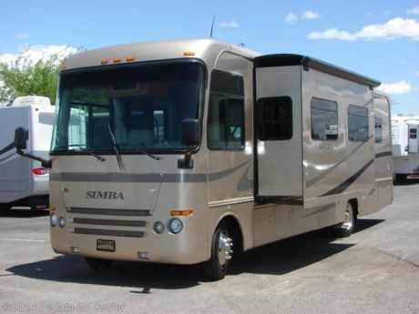 &lt;p&gt;&amp;nbsp;&lt;/p&gt;

&lt;p&gt;This 2006 Safari Simba is a beautiful class A with all the options that you could want and very low miles.&amp;nbsp; Features include: fully automatic leveling jacks, European lounge chair, TV, DVD, VCR, 5.1 surround sound, lots of closet space, power awning, side hinged basement doors, large four door refrigerator with ice, convection microwave oven, kitchen skylight, solid surface counter tops, and a fantastic fan. For complete information call us toll free at 888-545-8314.&lt;/p&gt;
