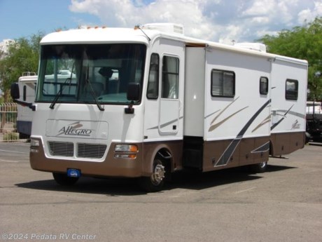 &lt;p&gt;&amp;nbsp;&lt;/p&gt;

&lt;p&gt;This 2003 Tiffin Allegro is a great little class A with two slide-outs and Tiffin quality construction, all for an amazing price.&amp;nbsp; Features include: fantastic fan, power seats, back-up camera, drivers door, ducted A/C, leveling jacks, pantry, convection microwave oven, TV, CD, and satellite dish. For complete information call us toll free at 888-545-8314.&lt;/p&gt;
