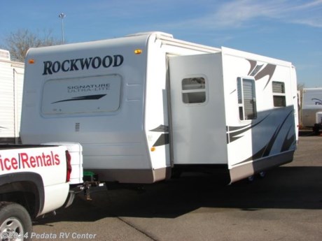&lt;p&gt;This 2008 Rockwood Signature Ultra Light is a great travel trailer with all the comforts of home.&amp;nbsp; Features include: Ducted A/C, power patio awning, power hitch jack, AM/FM, CD, stereo, DVD player, XM ready, 5.1 surround sound, sleeper sofa, and an extra large glass shower. For complete information call us toll free at 888-545-8314.&lt;/p&gt;
