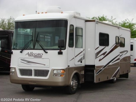 &lt;p&gt;&amp;nbsp;&lt;/p&gt;

&lt;p&gt;This 2005 Tiffin Allegro is a very nice class A with some nice features for your next trip.&amp;nbsp; Features include: fully automatic leveling jacks, day-night shades, heated &amp;amp; remote mirrors, two A/Cs, convection microwave oven, large pantry, glass shower, TV, DVD, satellite dish, satellite radio, and patio awning. For complete information call us toll free at 888-545-8314.&lt;/p&gt;

&lt;p&gt;&amp;nbsp;&lt;/p&gt;
