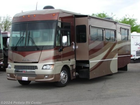 &lt;p&gt;&amp;nbsp;&lt;/p&gt;

&lt;p&gt;This 2007 Winnebago Adventurer is a beautiful high end RV with all the extras to be sure that you are traveling in style and comfort.&amp;nbsp; Features include: full body paint, ultra leather, large four door refrigerator with ice, convection microwave oven, solid surface counter tops, TV, DVD, satellite dish, fantastic fan, select comfort king size bed, alloy wheels, three way back up camera, and an encased power patio awning. For complete information call us toll free at 888-545-8314.&lt;/p&gt;
