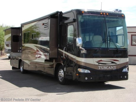 &lt;p&gt;&amp;nbsp;&lt;/p&gt;

&lt;p&gt;This 2007 Damon Tuscany is a beautiful class A diesel pusher for an amazing price well below wholesale.&amp;nbsp; Features include: fully automatic leveling jacks, air horn, LCD TV, DVD, VCR, satellite dish, 5.1 surround sound, satellite radio, encased window awnings, power patio awning, solid surface counter tops, large four door refrigerator with ice, convection microwave oven, fantastic fan with rain sensor, side hinge basement doors, slide out storage tray, automatic generator start, three way back-up camera, and alloy wheels. For complete information call us toll free at 888-545-8314.&lt;/p&gt;
