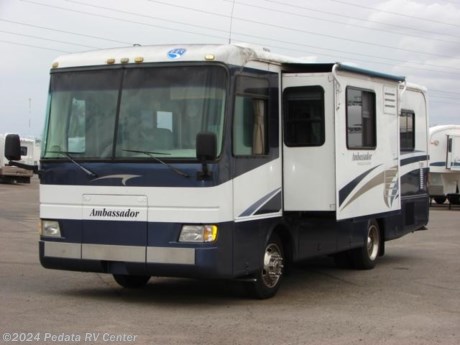 &lt;p&gt;&amp;nbsp;&lt;/p&gt;

&lt;p&gt;This 2001 Holiday Rambler Ambassador is a beautiful and rare diesel pusher that is ready to enjoy.&amp;nbsp; Features include: solid surface counter tops, convection microwave oven, cruise control, engine brake, large glass shower, thermal pane windows, encased patio awing, fantastic fan, TV, VCR and an encased patio awning. For complete information call us toll free at 888-545-8314.&lt;/p&gt;
