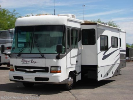 &lt;p&gt;&amp;nbsp;&lt;/p&gt;

&lt;p&gt;This 2003 Tiffin Allegro Bay is a beautiful class A gas with excellent craftsmanship, ready to assist you in traveling in style.&amp;nbsp; Features include: back-up monitor, leveling jacks, power windows, cruise control, heated and remote mirrors, thermal pane windows, recliner, TV, satellite dish, buit-in washer/dryer, encased patio awning, solid surface counter tops, convection microwave oven, refrigerator, large pantry, and a sleeper sofa. For complete information call us toll free at 888-545-8314.&lt;/p&gt;
