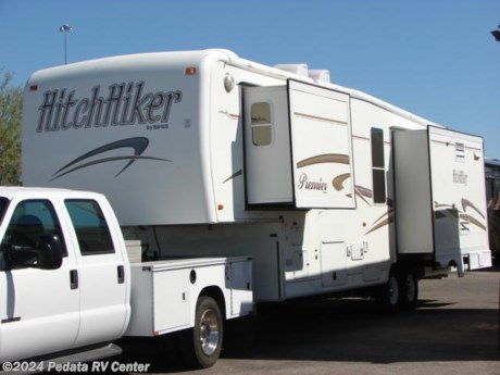 &lt;p&gt;This 2001 Nuwa Hitchhiker Premier is a beautiful fifth wheel that is very livable with lots of upgrades.&amp;nbsp;&amp;nbsp; Features include: large pantry, walk around kitchen, microwave, fantastic fan with rain sensor, day-night shades, ceiling fan, sleeper sofa, two recliners, stacked washer/dryer, luxury mattress, encased patio awning, built-in generator, built-in desk, LCD TV, and a satellite dish. For complete information call us toll free at 888-545-8314.&lt;/p&gt;

