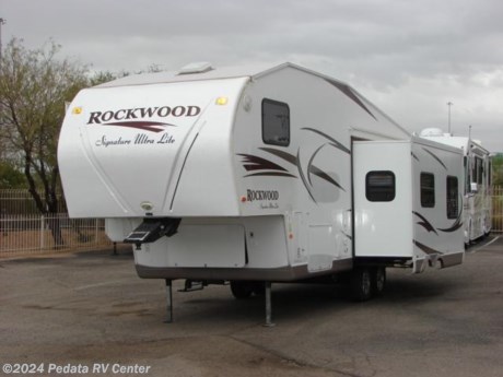 &lt;p&gt;This 2010 Rockwood Signature Ultra Lite is beautiful fifth wheel with a lot of luxury for such a short and easy package.&amp;nbsp; Features include: ceiling fan, day-night shades, LCD TV, 5.1 surround sound, DVD, stereo, CD, exterior stereo, microwave oven, refrigerator, fantastic fan, large pantry, alloy wheels, power patio awning, power stabilizer jacks, exterior shower, and an RVQ.&amp;nbsp; For complete information call us toll free at 888-545-8314.&lt;/p&gt;
