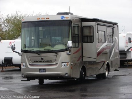 &lt;p&gt;WOW!!! THIS PRICE WELL BELOW INVOICE!!! LIMITED TIME ONLY!!!!! CALL NOW!!! This 2008 Vacationer is a lot of coach for the money. Buy this coach for the same or less money than you would expect to pay for a class A gas coach. Options include fully automatic leveling system, three camera back up system, four-door refrigerator with ice, convection microwave oven, Corian counter tops, satellite radio, recessed lighting, and an European lounge chair. For complete information call us toll free at 888-545-8314.&lt;/p&gt;
