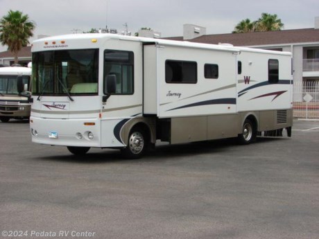 &lt;p&gt;This 2001 Winnebago Journey is a beautiful and inexpensive way to get into a quality diesel pusher with out the big price tag. Features include solid surface counter tops, convection microwave oven, encased patio awning, exterior shower, washer dryer prep, slide-out battery trays, and an exterior entertainment center. For complete information call us toll free at 888-545-8314.&lt;/p&gt;
