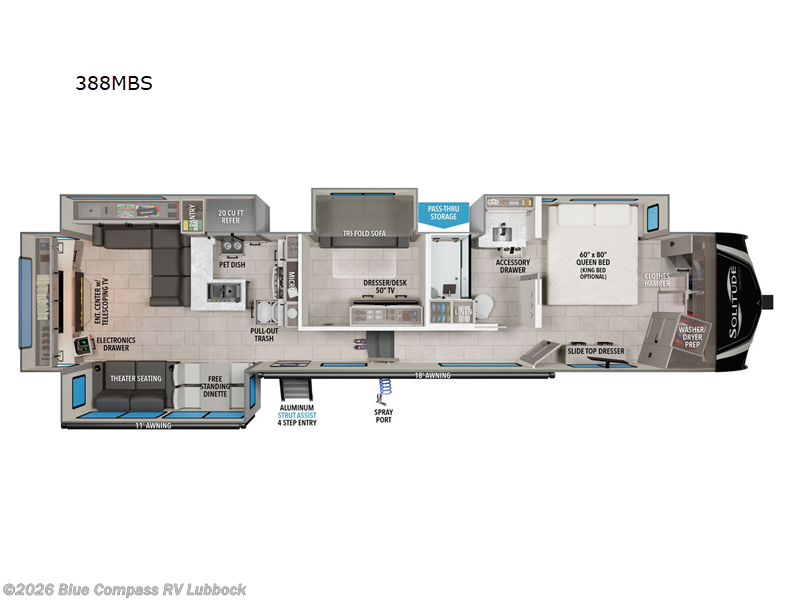 2025 Grand Design Solitude 388MBS - New Fifth Wheel For Sale by Blue Compass RV Lubbock in Lubbock, Texas features Slideout