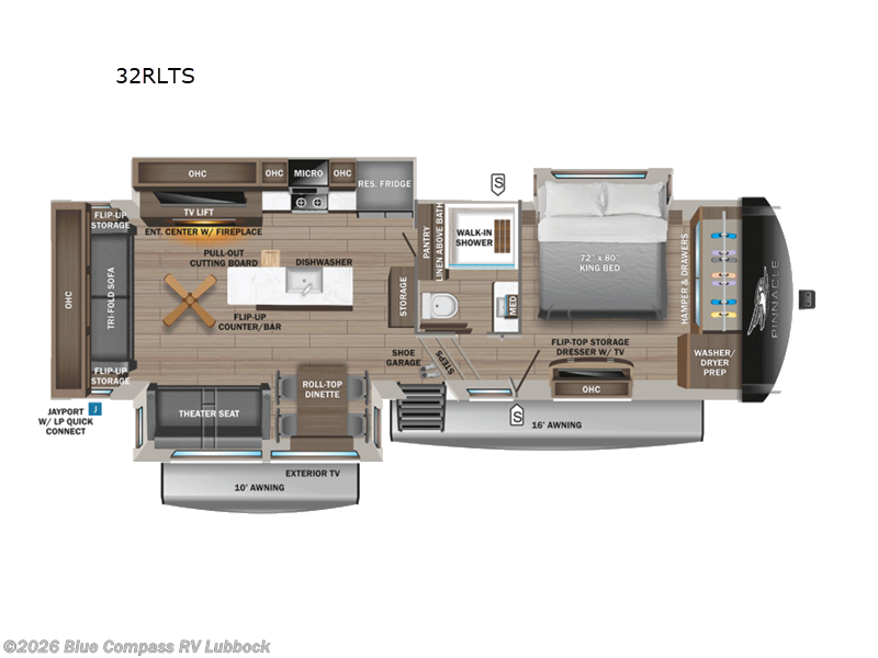 2026 Jayco Pinnacle 32RLTS - New Fifth Wheel For Sale by Blue Compass RV Lubbock in Lubbock, Texas features Slideout