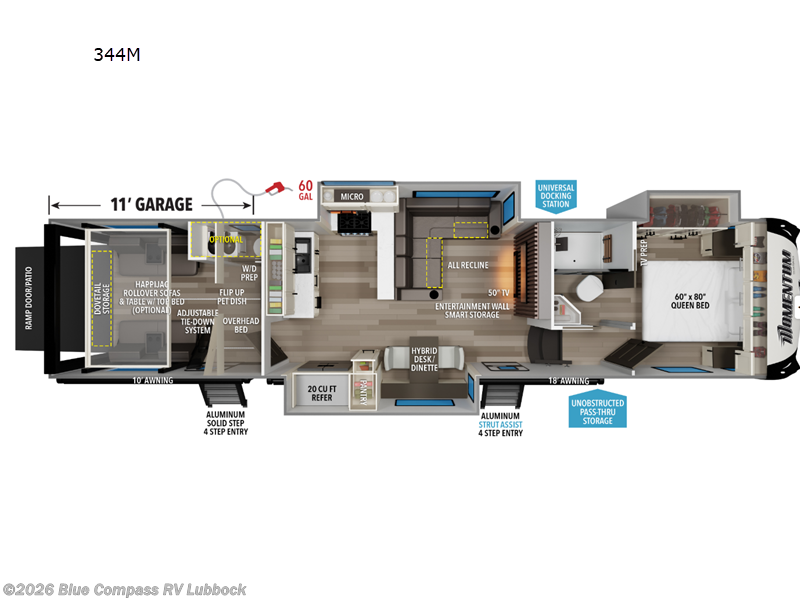 2027 Grand Design Momentum 344M - New Toy Hauler For Sale by Blue Compass RV Lubbock in Lubbock, Texas features Slideout