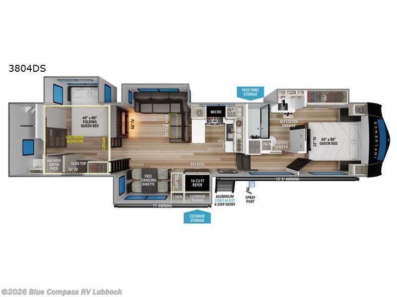 2027 Grand Design Influence 3804DS - New Fifth Wheel For Sale by Blue Compass RV Lubbock in Lubbock, Texas features Slideout