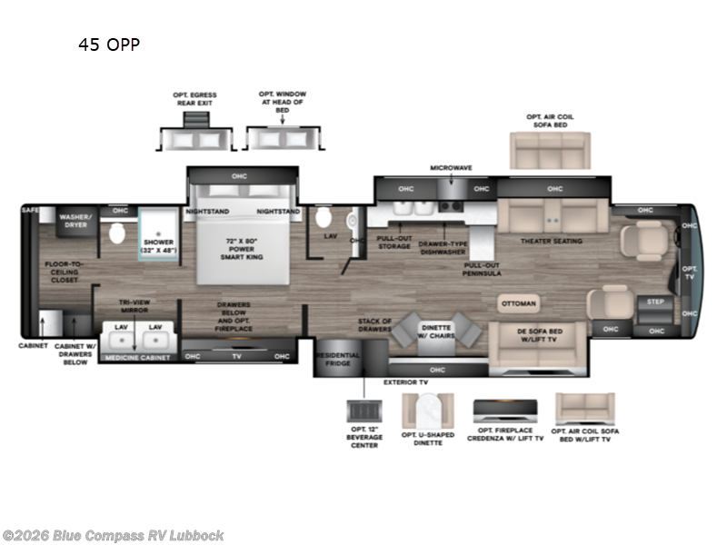 2027 Tiffin Allegro Bus 45 OPP - New Class A For Sale by Blue Compass RV Lubbock in Lubbock, Texas features Slideout