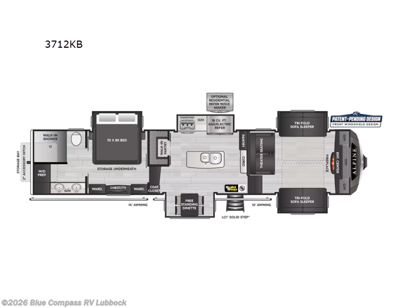 2023 Keystone Alpine 3712KB - Used Fifth Wheel For Sale by Blue Compass RV Lubbock in Lubbock, Texas features Slideout