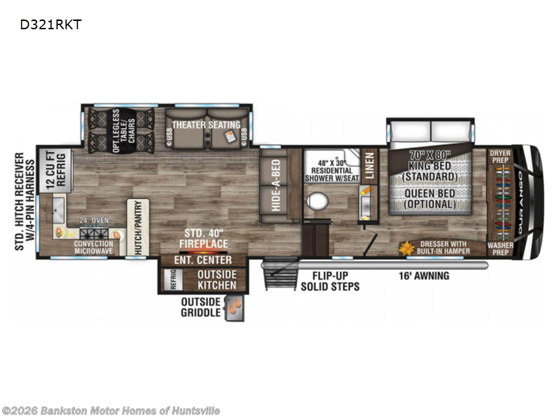 2021 K-Z Durango D321RKT - Used Fifth Wheel For Sale by Bankston Motor Homes of Huntsville in Huntsville, Alabama features Slideout