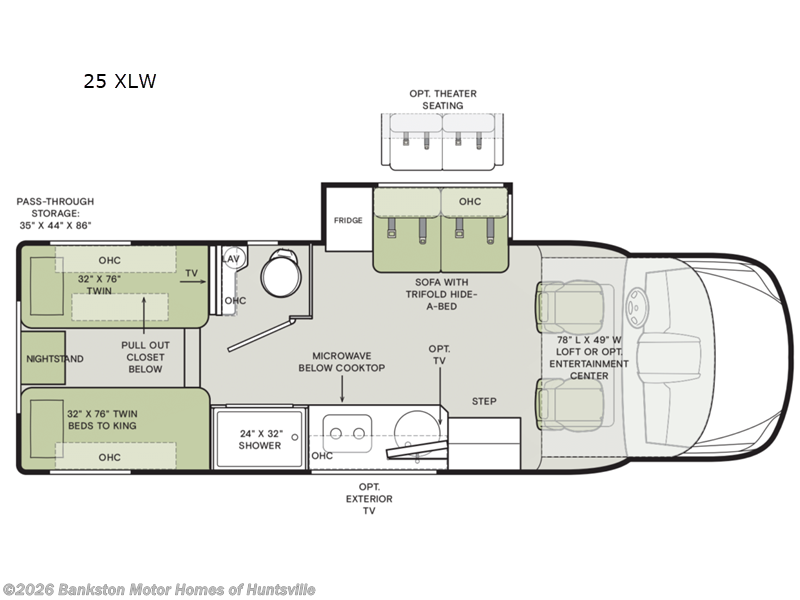 2025 Tiffin Wayfarer 25 XLW - New Class C For Sale by Bankston Motor Homes of Huntsville in Huntsville, Alabama features Slideout