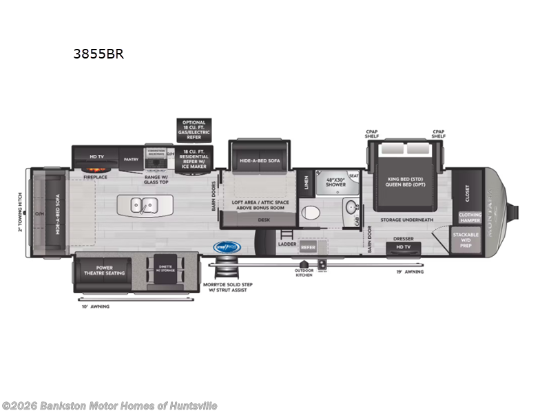 2023 Keystone Montana 3855BR - Used Fifth Wheel For Sale by Bankston Motor Homes of Huntsville in Huntsville, Alabama features Slideout