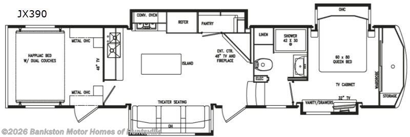 2019 DRV FullHouse JX390 - Used Toy Hauler For Sale by Bankston Motor Homes of Huntsville in Huntsville, Alabama features Slideout