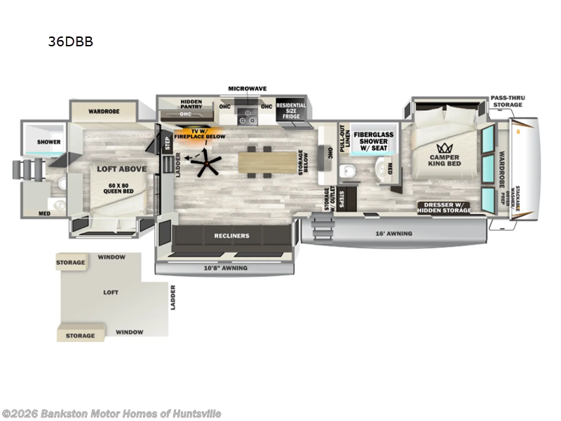 2026 Forest River Cherokee Sabre 36DBB - New Fifth Wheel For Sale by Bankston Motor Homes of Huntsville in Huntsville, Alabama features Slideout