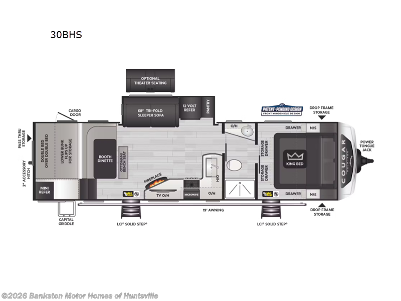 2026 Keystone Cougar Half-Ton 30BHS - New Travel Trailer For Sale by Bankston Motor Homes of Huntsville in Huntsville, Alabama features Slideout