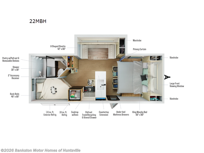 2026 Winnebago Thrive 22MBH - New Travel Trailer For Sale by Bankston Motor Homes of Huntsville in Huntsville, Alabama features Slideout
