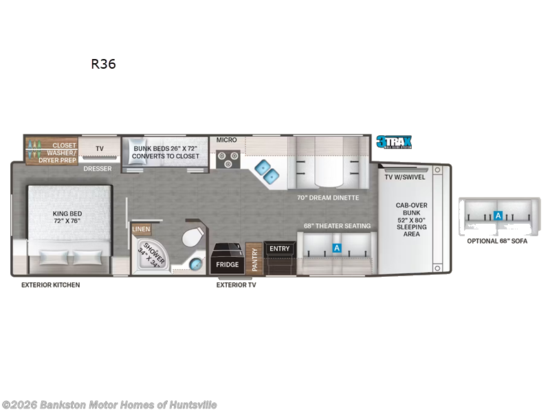 2026 Thor Motor Coach Omni Trail R36 - New Super C For Sale by Bankston Motor Homes of Huntsville in Huntsville, Alabama features Slideout