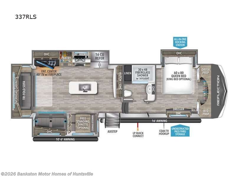 2023 Grand Design Reflection 337RLS - Used Fifth Wheel For Sale by Bankston Motor Homes of Huntsville in Huntsville, Alabama features Slideout
